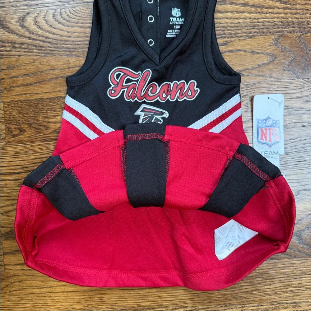 NWT NFL Team Apparel Atlanta Falcons Girls Sleeveless Cheerleader Dress 12 Mths